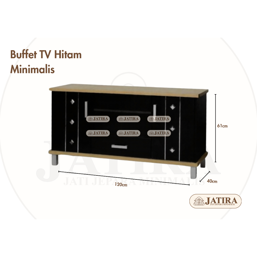 Buffet TV Hitam Minimalis | Meja Rak TV Super Furniture Murah Palembang