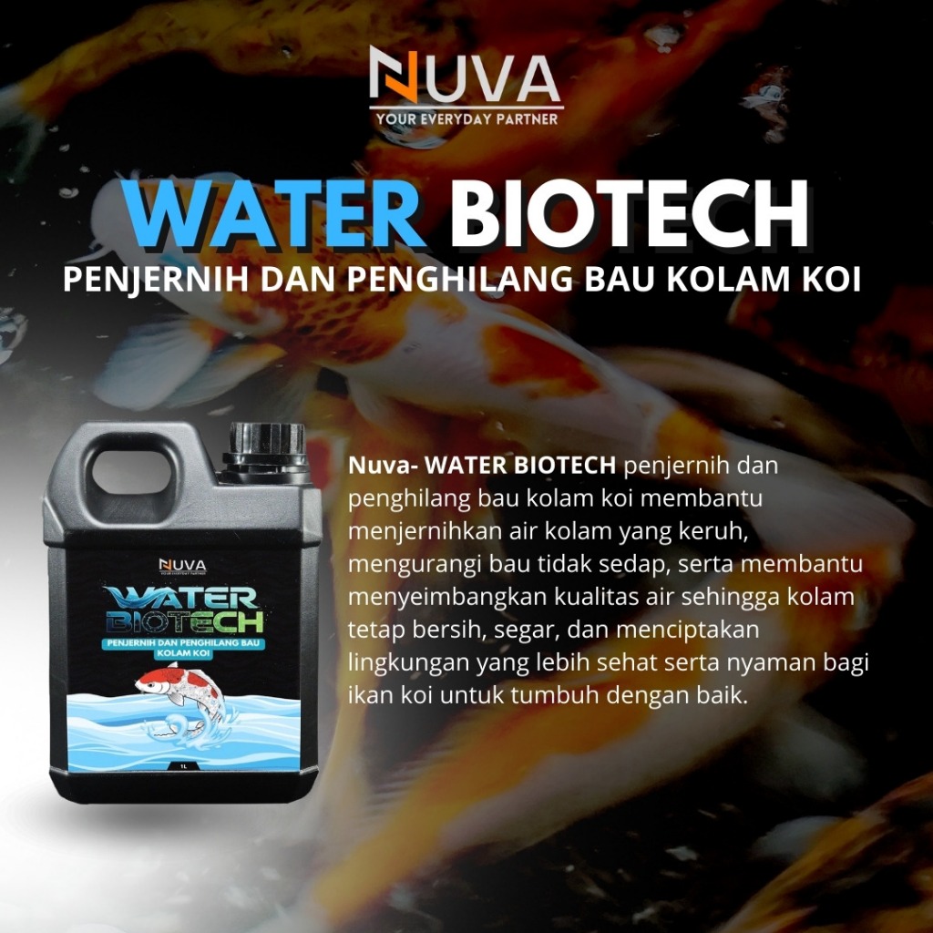 NUVA - Penjernih Kolam Koi WATER BIOTECH  Penghilang Bau Kolam Koi Penjernih dan Penghilang Bau Kola