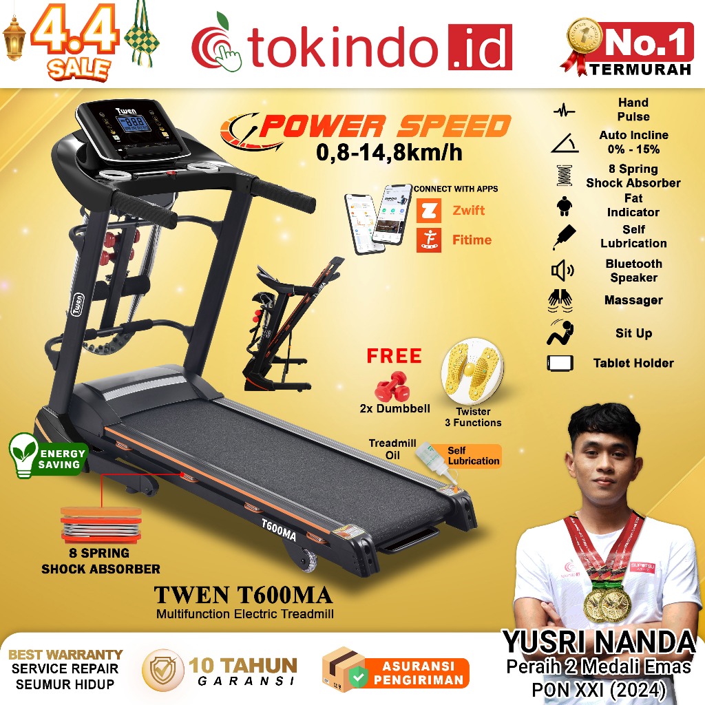 TWEN T600M T600MA series Treadmill Portable / Treadmill Electric Low Watt / Treadmill Elektrik Alat 
