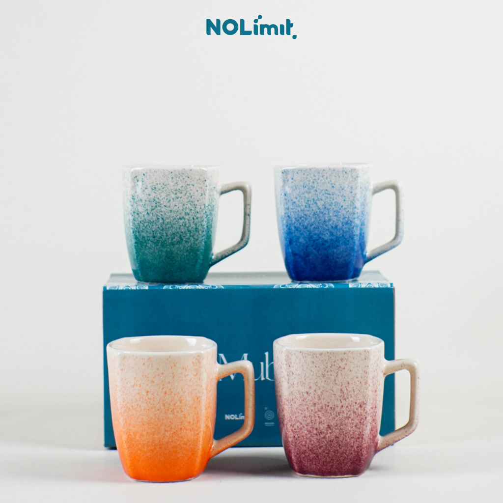 NOLIMIT GELAS ESTETIK MUG KERAMIK CANGKIR KOPI SQUARE 240 ML SPRAY COLOR SOUVENIR