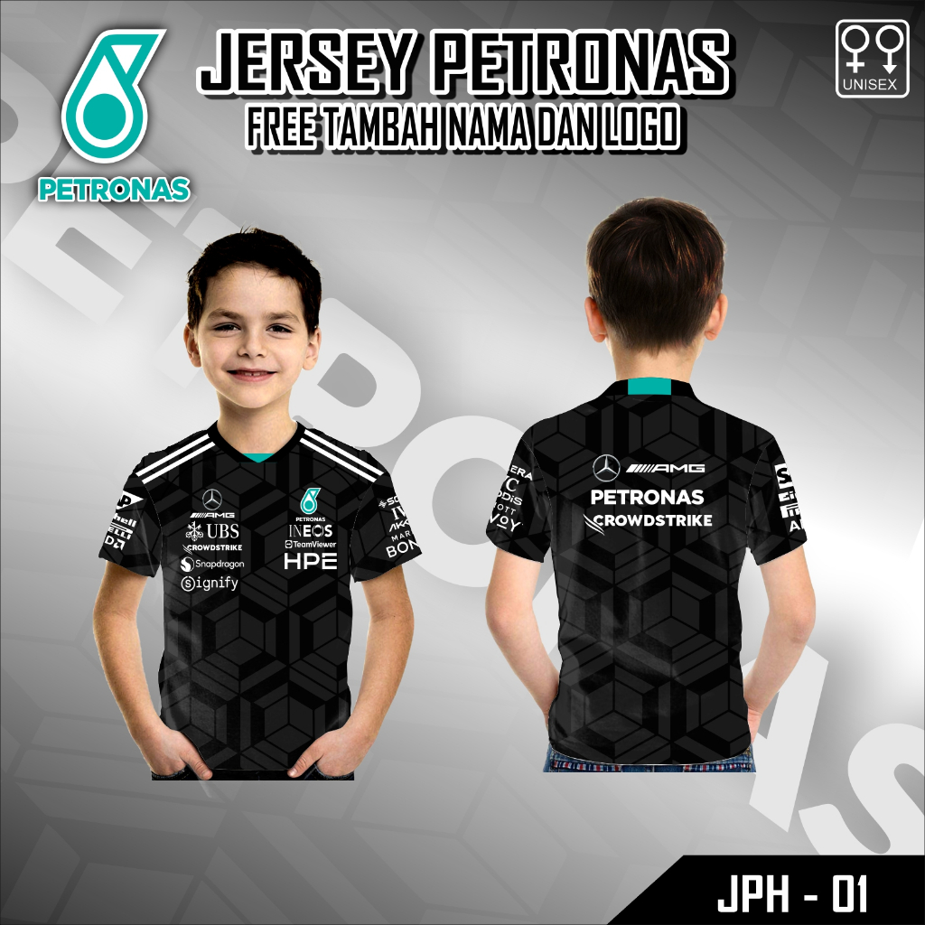 Jersey Mercedes Petronas F1 Kaos Anak Racing Formula Baju Motorsport