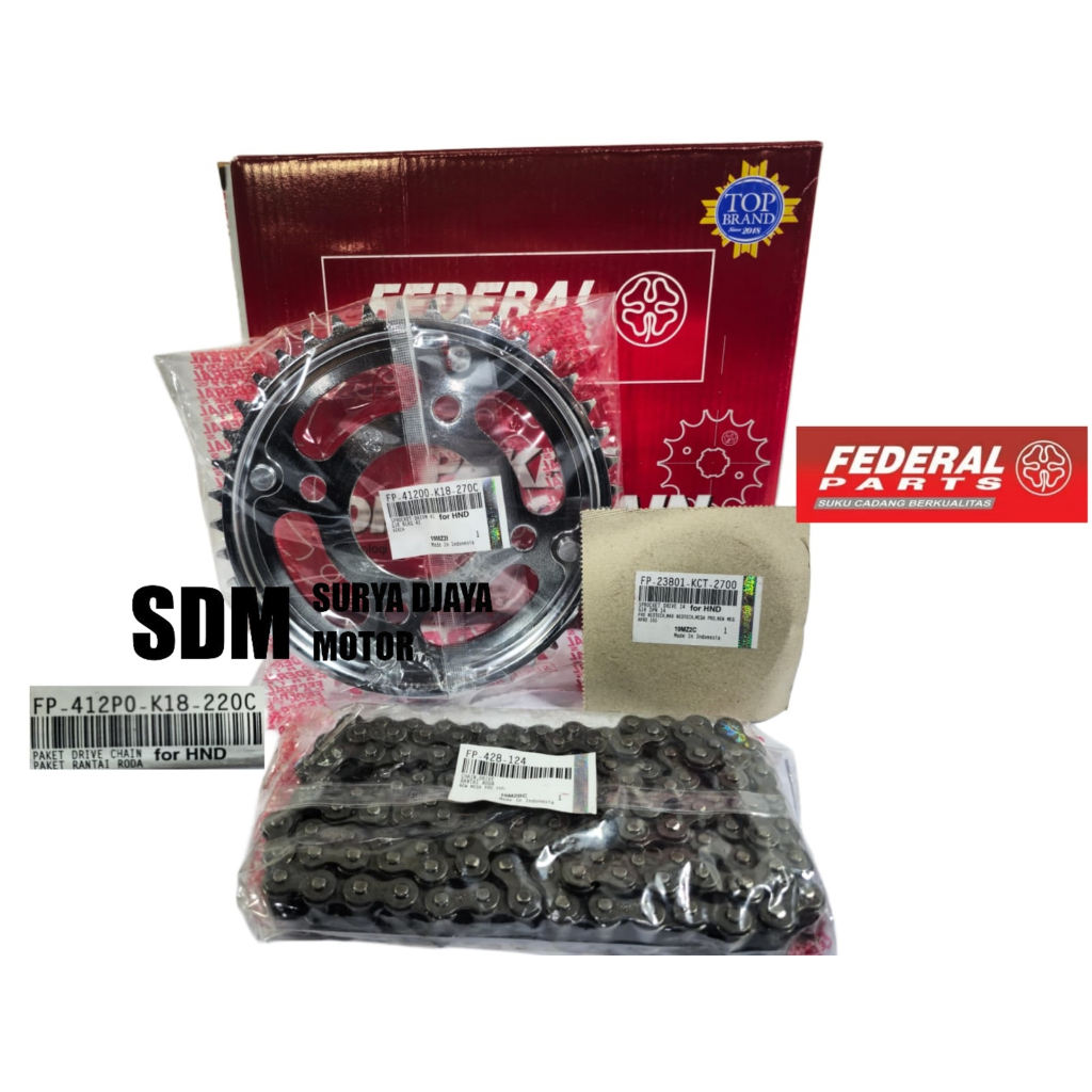 Gearset girset chainkit gear gir set rantai paket Honda Verza FP-412P0-K18-220C FEDERAL