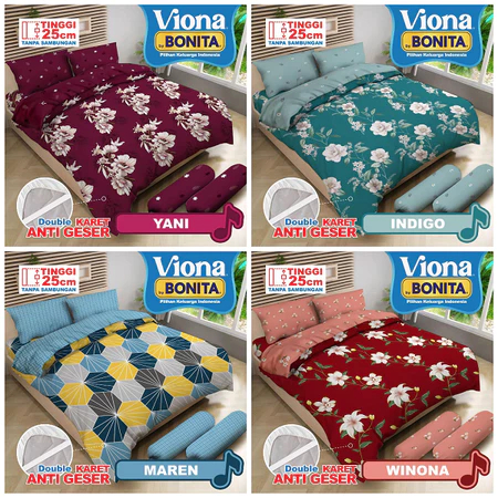 BEDCOVER BONITA VIONA KING SIZE / BEDCOVER BONITA 180x200 FLAT SET / BONITA BEDCOVER KING