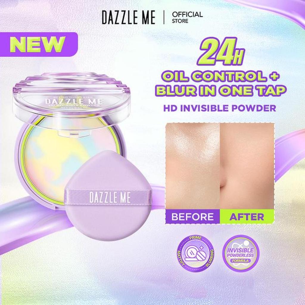 DAZZLE ME Bedak Tabur HD Invisible Powder Kontrol Minyak Tahan Lama & Ringan Natural Look Prime Matt
