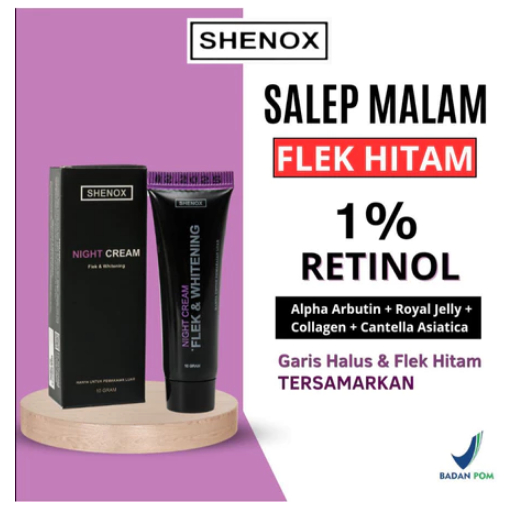 Shenox Skincare Salep Flek Night Whitening Resmi BPOM | Salep Malam Flek Hitam, SALEP NIGHT CREAM FL