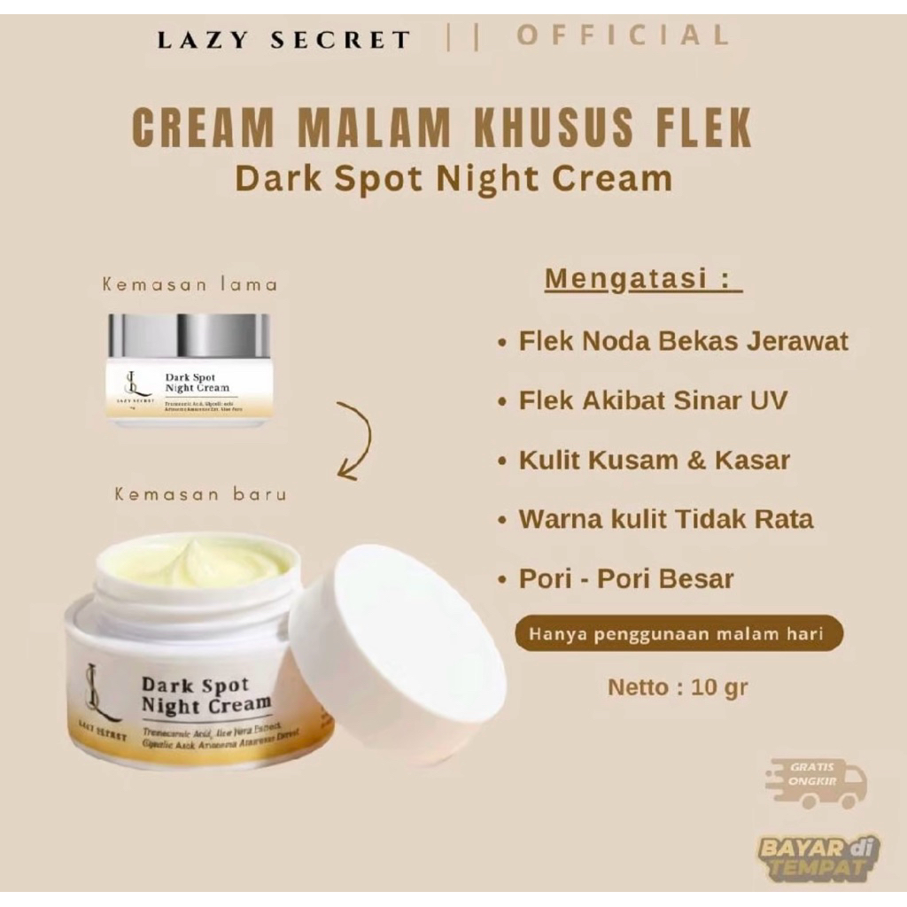LAZY SECRET Bedak Anti Flek Cream siang Stay Glow Mencerhkan