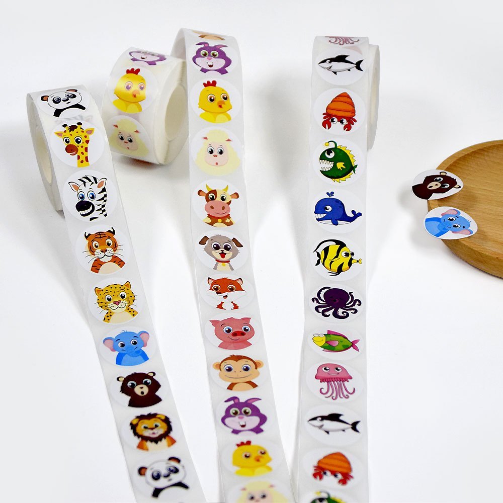 Topperio 500 PCS (1 Roll) Stiker Tema Hewan Lucu / Sticker Animal Chubby