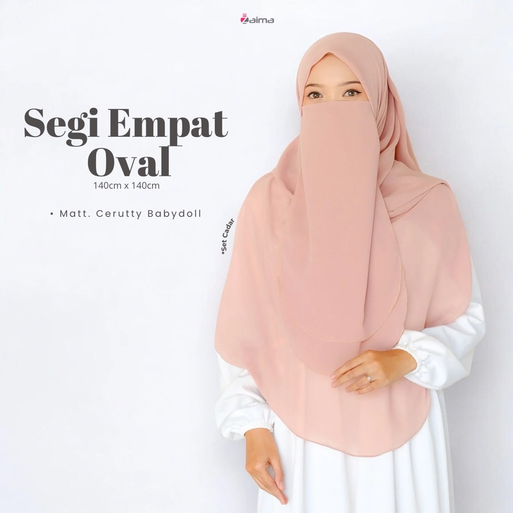 SET CADAR Segi Empat Oval Bawal Malay Curve Jumbo Syari Ceruty Babydoll 140x140 | Ayesha 140 Cadar