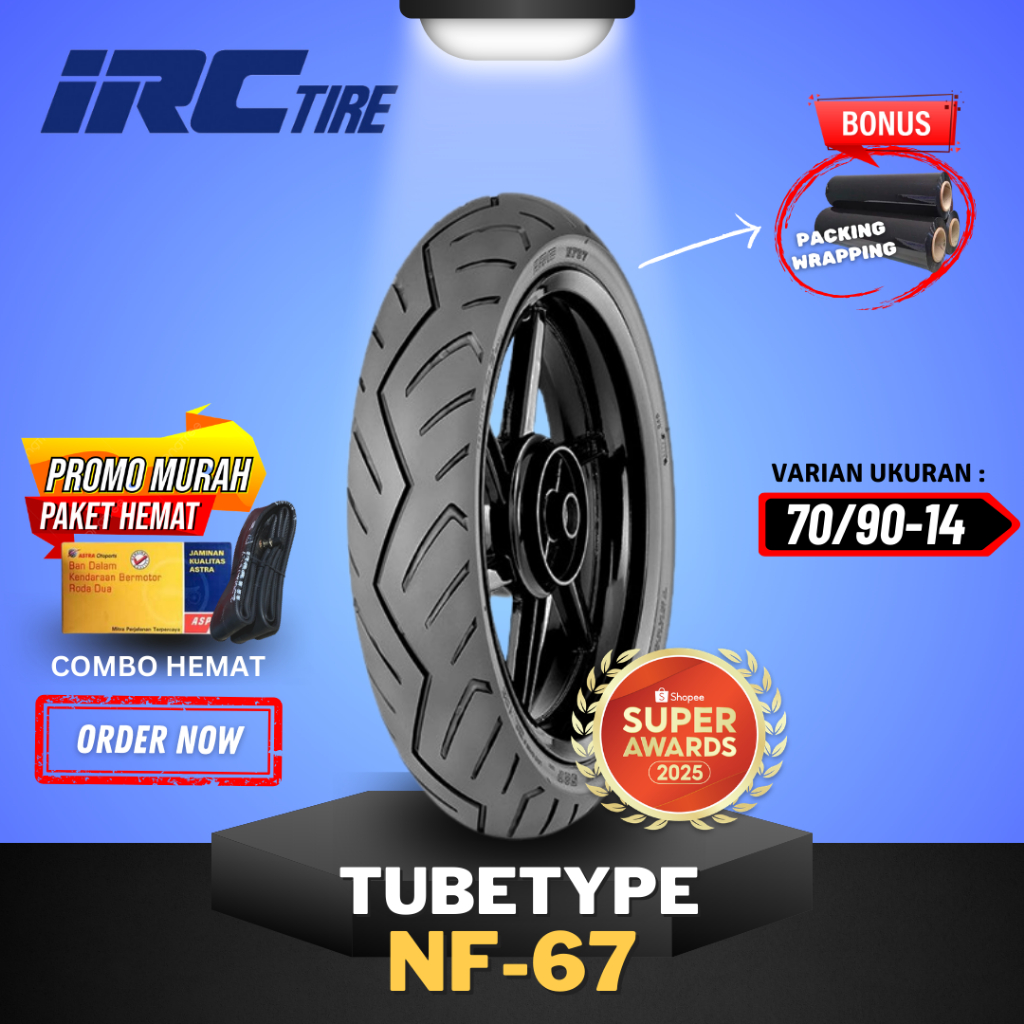 [READY COD] IRC NON TUBLES NF67 / BAN IRC TUBETYPE NF67 ( 70/90-14 ) BAN LUAR IRC TUBETYPE / BAN MOT
