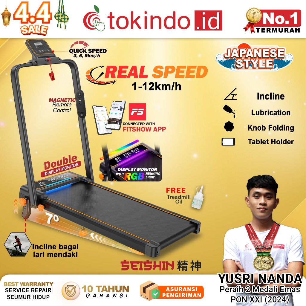 SUPOTSU Seishin Treadmill Listrik Treadmill Portable Treadmill Multifungsi Treadmil Lipat Treadmill 