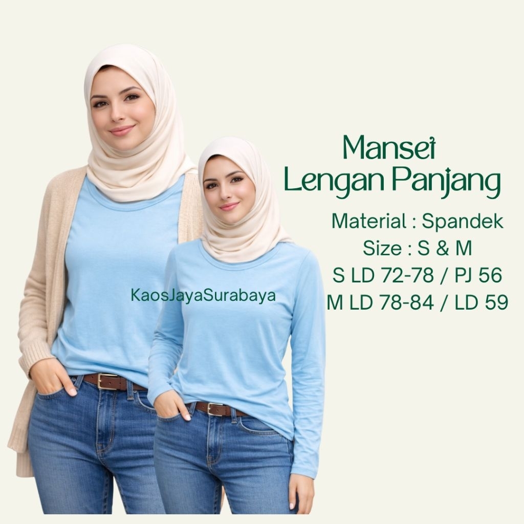 Kaos Wanita Lengan Panjang Spandek Readystock Surabaya