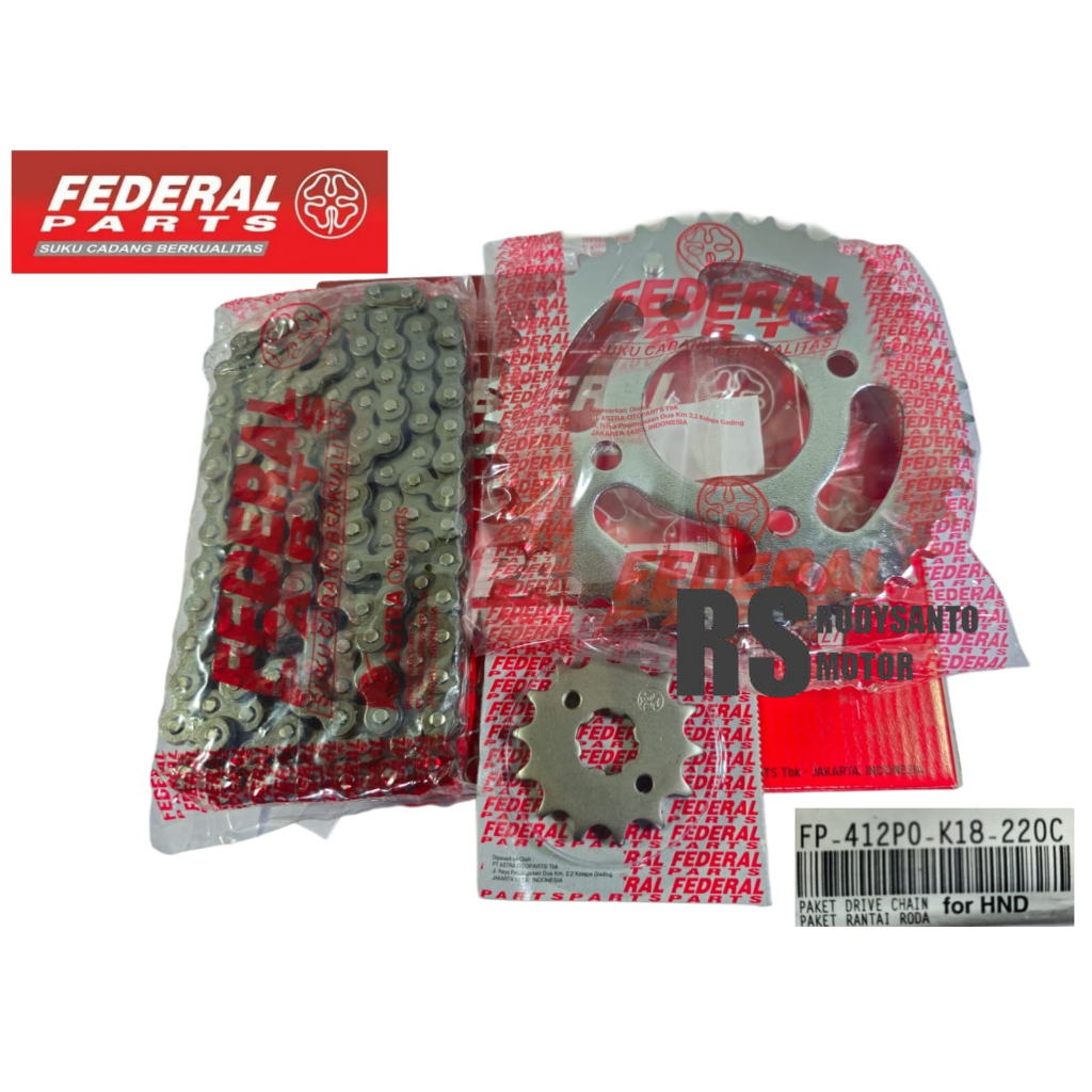 Gearset girset chainkit gear gir set rantai paket Honda Verza FP-412P0-K18-220C FEDERAL