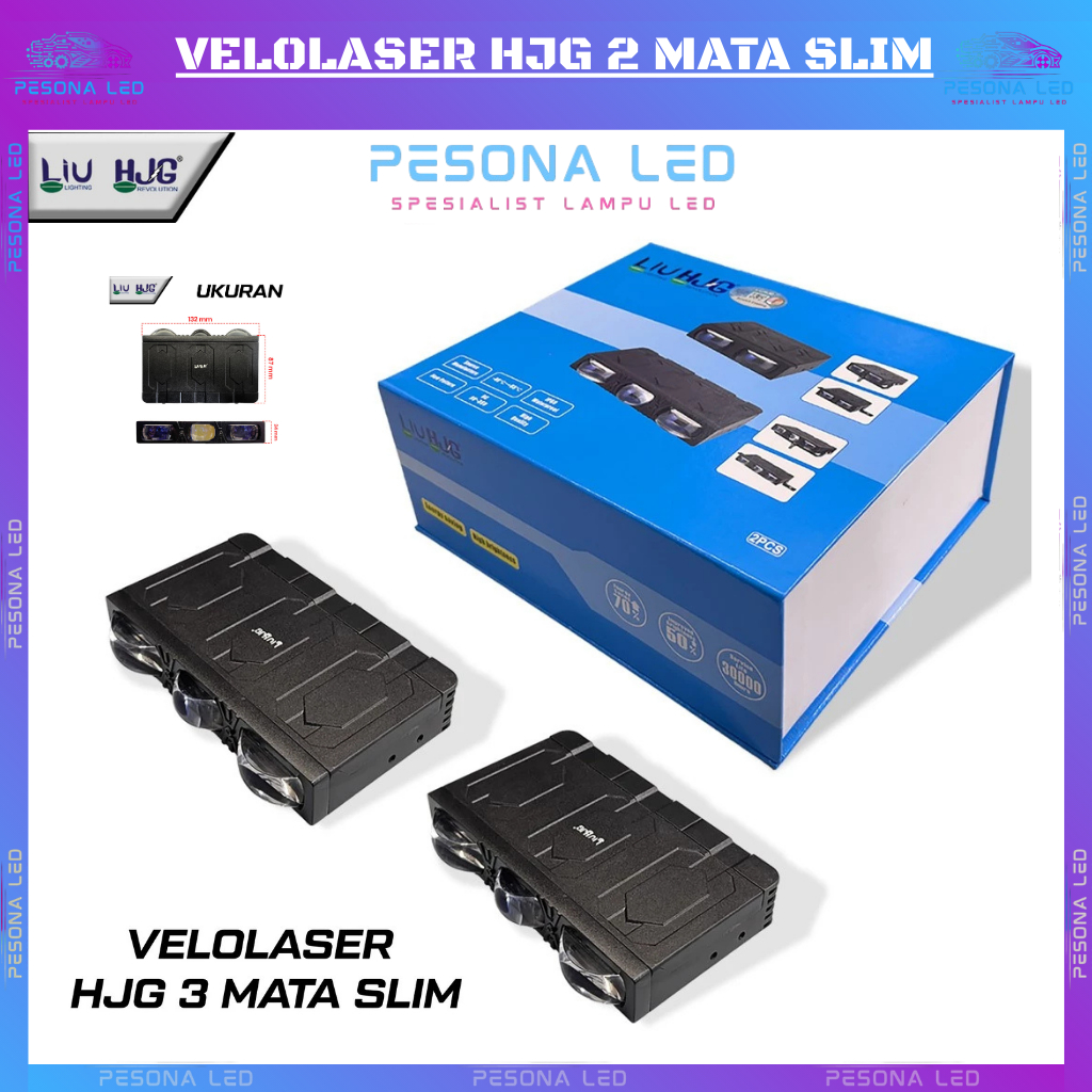 Velolaser HJG 3 Mata Slim LIU HJG Super Terang 9-36V IP67 Lampu Sorot cahaya biled