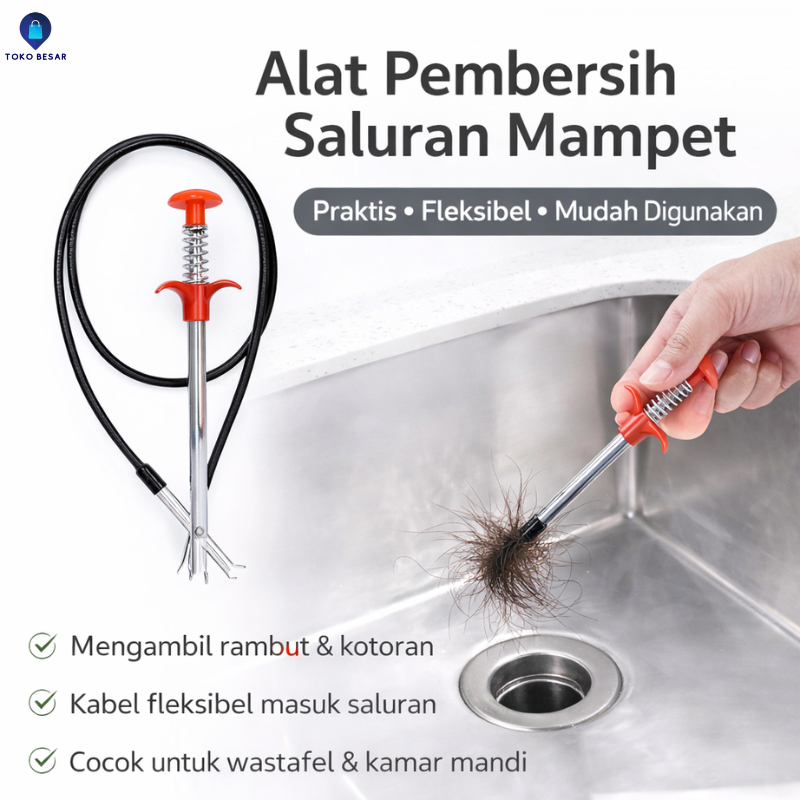 Alat Pembersih Saluran Mampet Drain Cleaner Pembersih Wastafel WC Kamar Mandi | Penarik Rambut Salur
