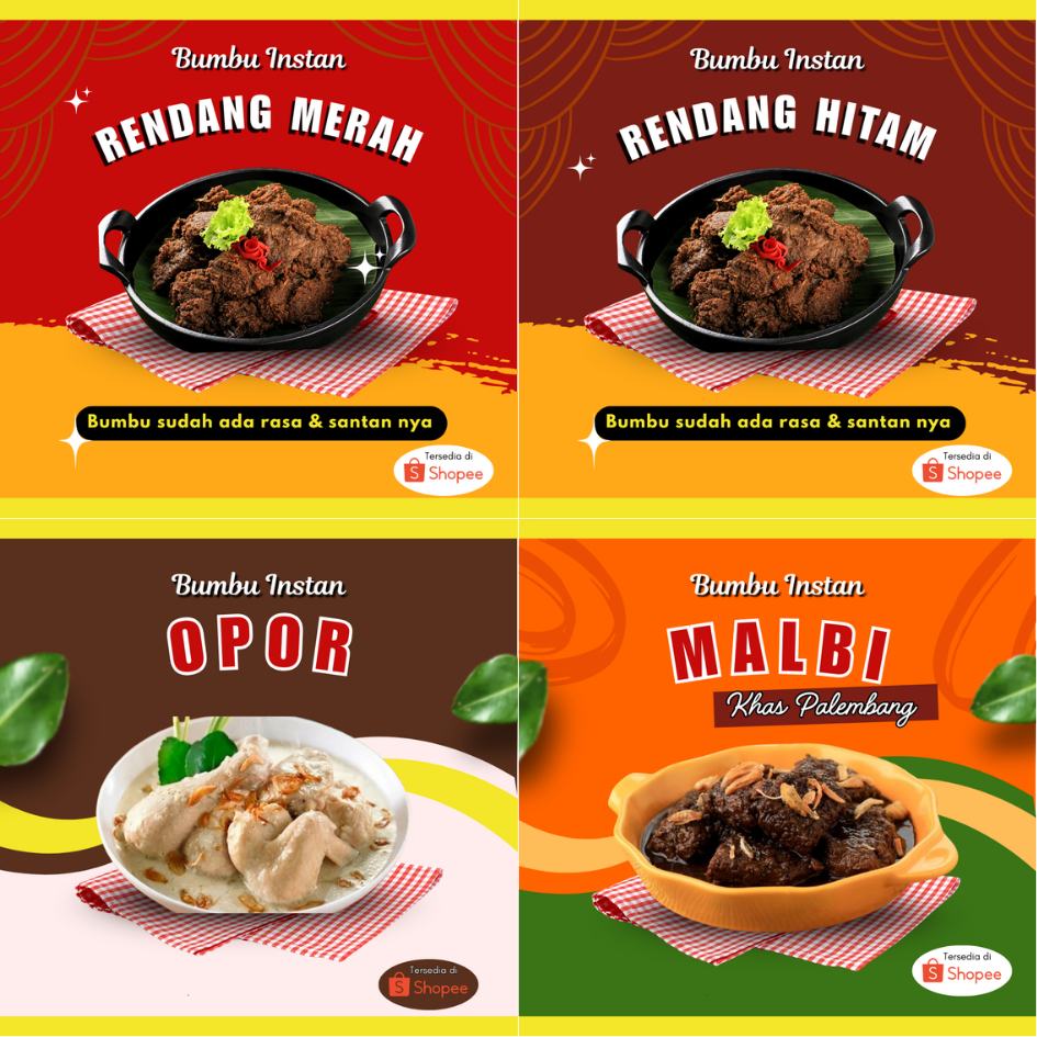 Bumbu Masak Instan untuk 1/2 kg Daging/Ayam - Rendang Malbi Opor Lontong Anam Lontong Sayur