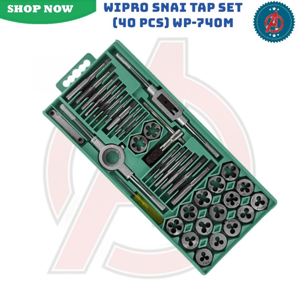 WIPRO Hand Tap Die 1 SET 40Pcs WIPRO WP740M / Alat Snai Snei Senai Tap Ulir WP-740M 40 Pcs WIPRO
