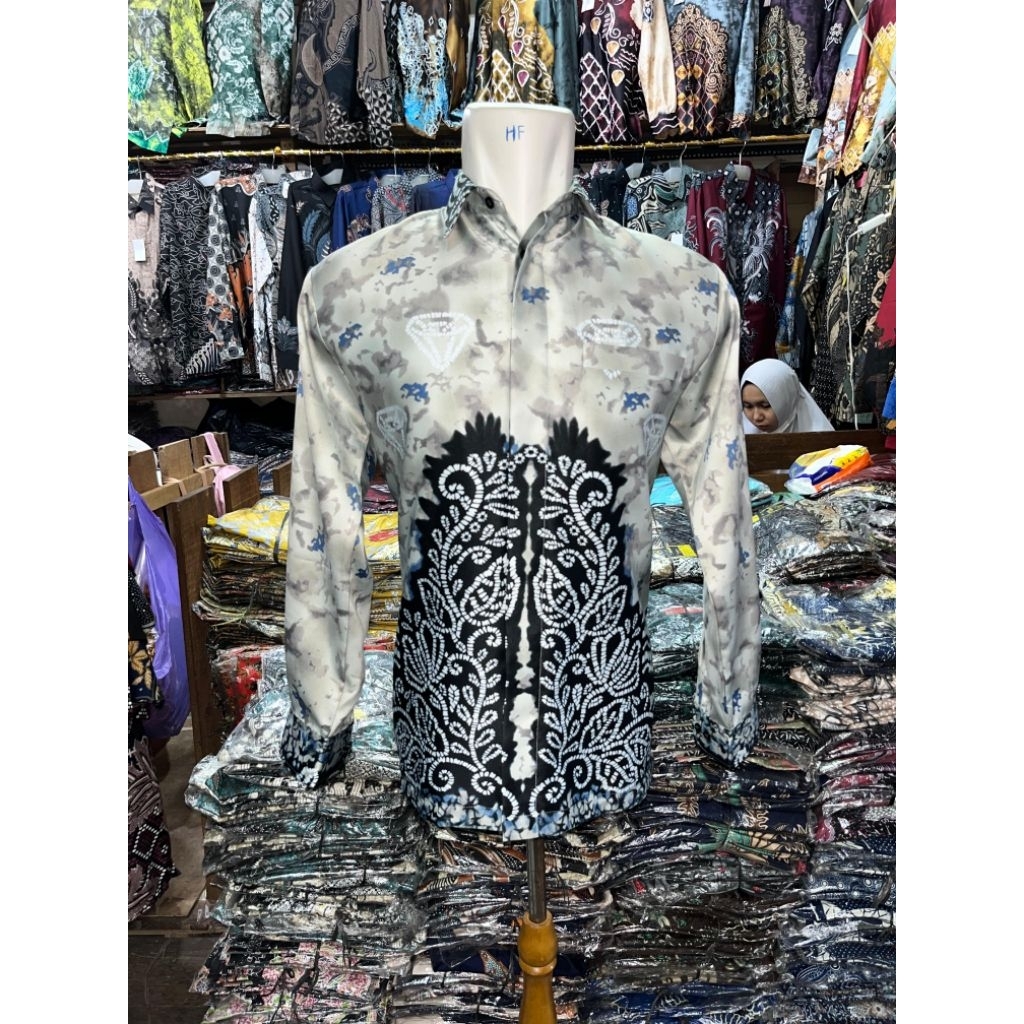 BAJU KEMEJA PRIA MOTIF SASIRANGAN PRINTINGKHAS BANJAR LENGAN PANJANG, PREMIUM