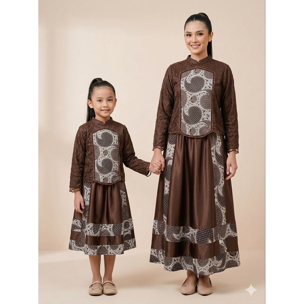Family Set Baju Lebaran Brokat Set Rok Kemeja Batik Satin Custom Jahit Request Model Size Pakaiam Ke