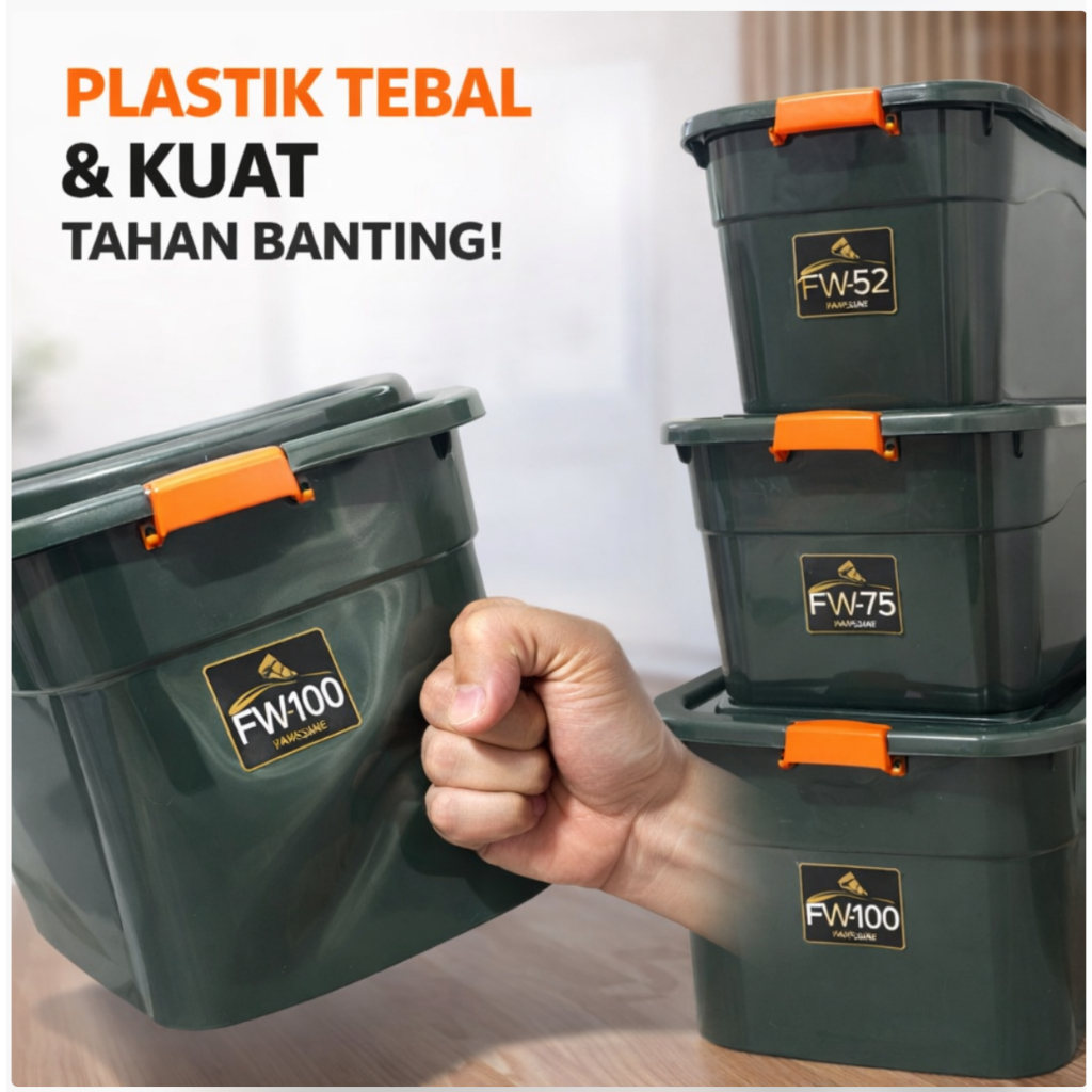 Kotak Penyimpanan Plastik Tebal Kuat Warna Abu / Kontainer Plastik Kuat Serbaguna / Kontainer Penyim