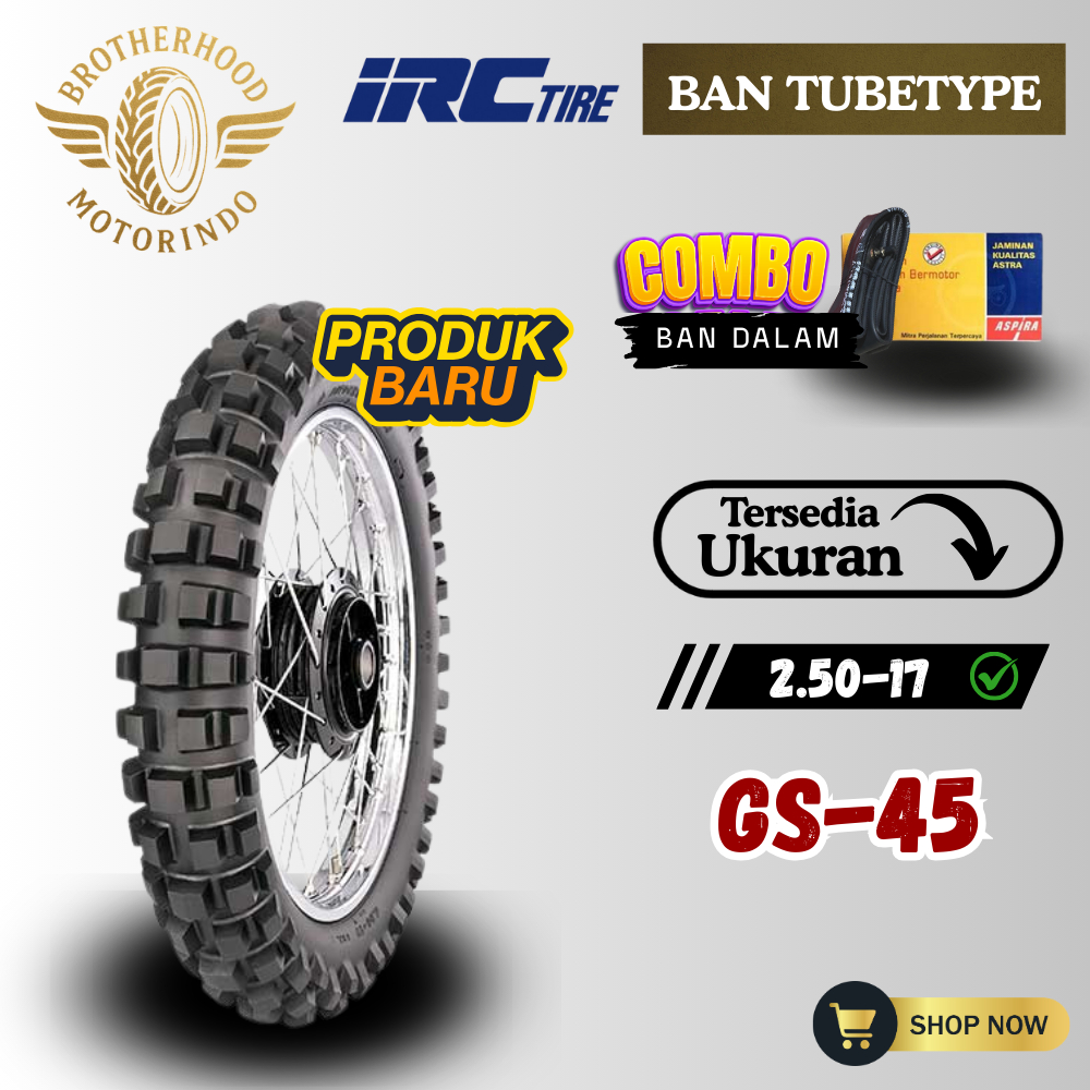 BAN IRC GS45  RING 17 ( 250-17 ) BAN IRC TRAIL / BAN TUBETYPE RING 17 / NON TUBBLES RING 17 / BAN TR