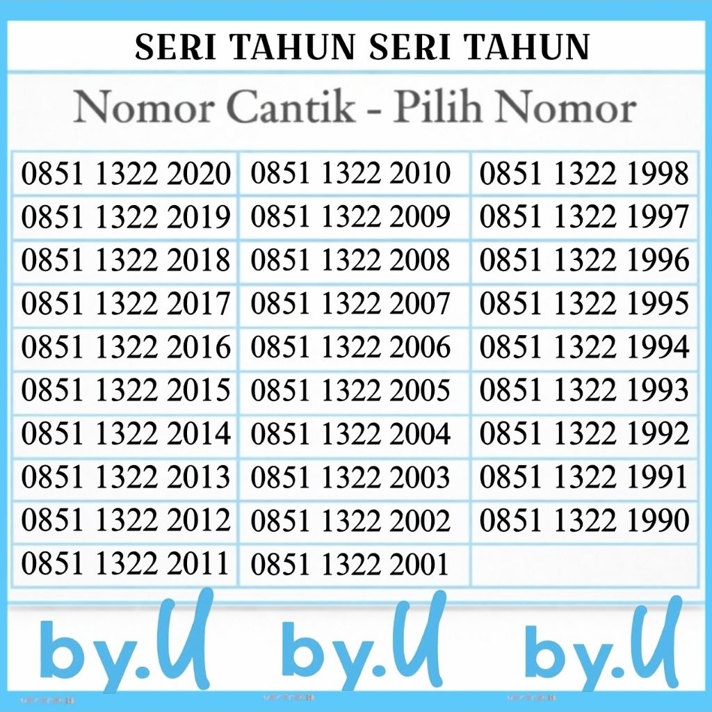 Nomor Cantik Seri Tahun - By.U