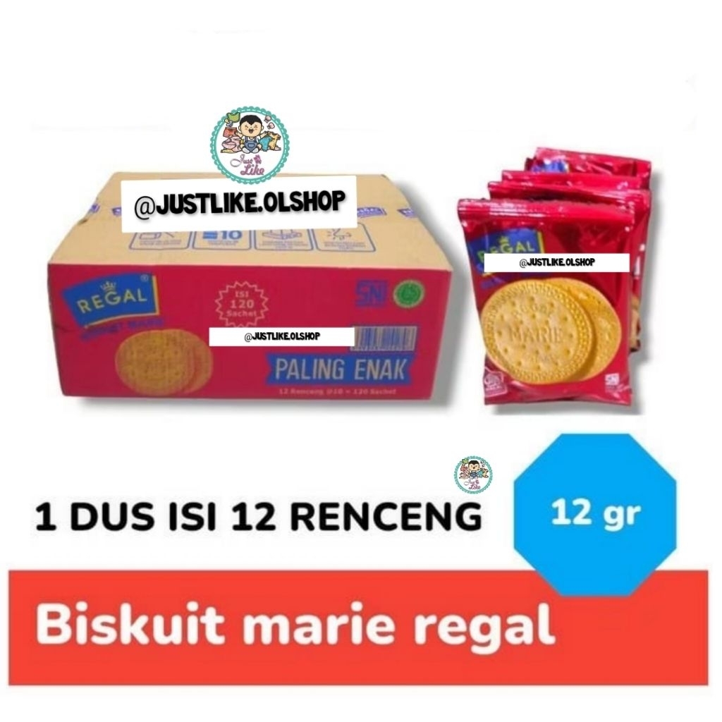 Regal Marie Biskuit - 1 Karton 120 Sachet, Manis Ringan, Renyah, Aroma Susu
