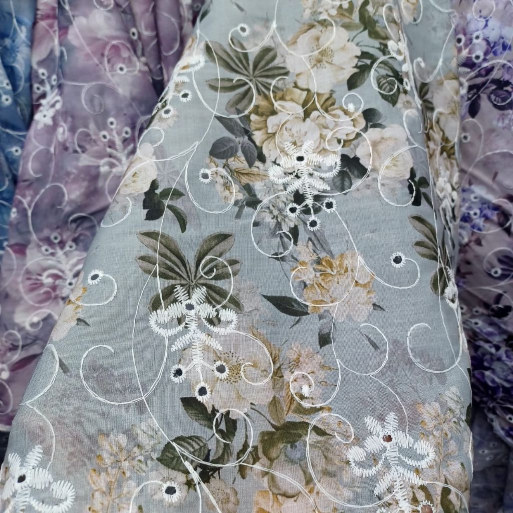 Kain bahan katun jepang bunga kembang/ bahan kain katun bredsmend motif bolong terbaru