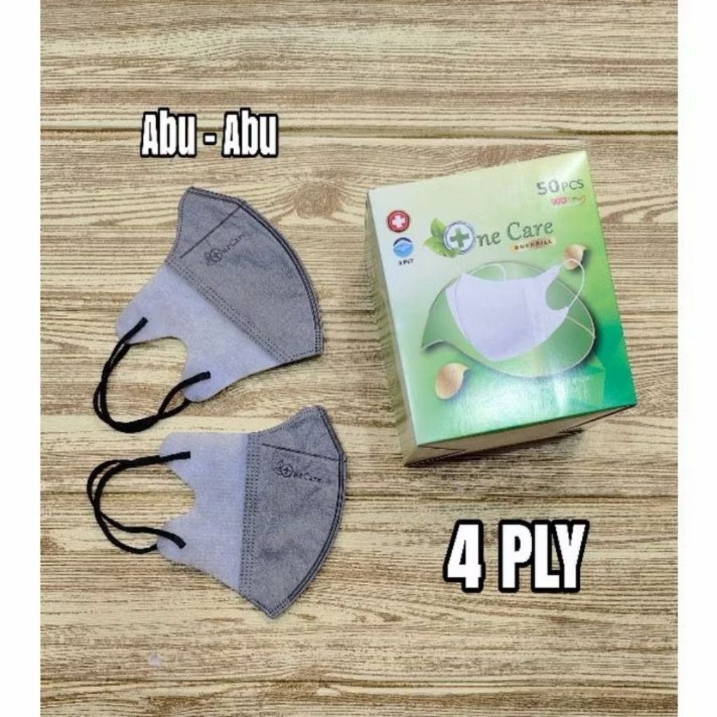 Masker Duckbill 4 ply Abu Abu ONE CARE
