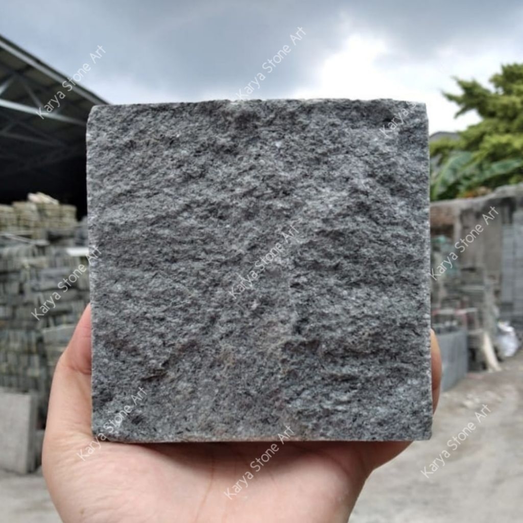 Cobble Stone 10x10x3cm | Batu Kobel Andesit | Batu Alam Carport