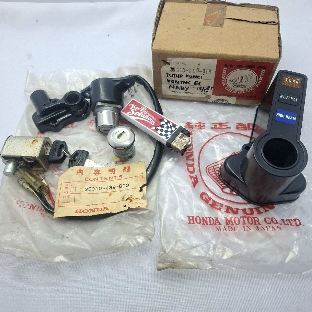 key set keyset indikator cover kunci kontak HONDA GL100 GL125 tahun tua NOS ORIGINAL 32310-399-018 3
