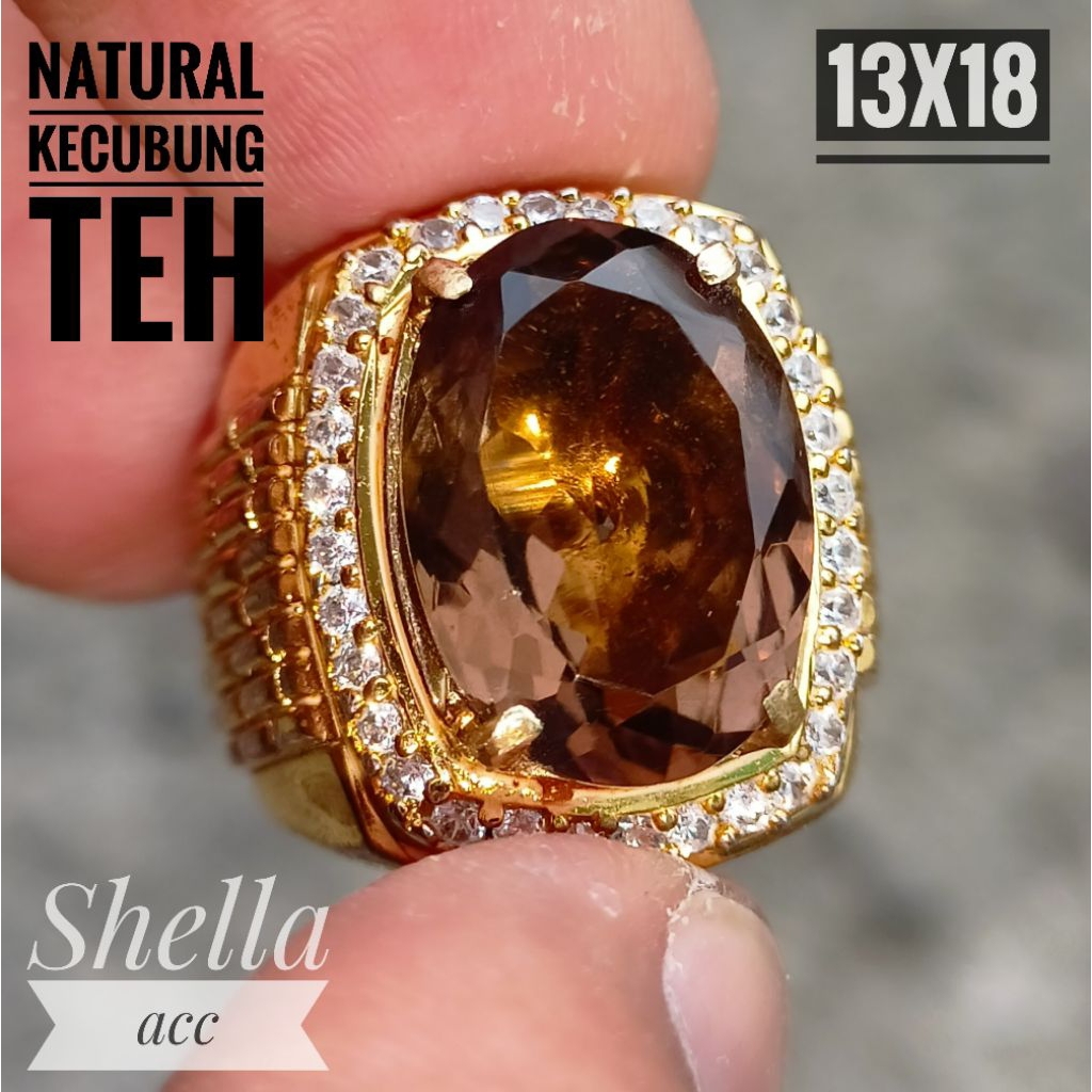 CINCIN BATU NATURAL KECUBUNG TEH FULL CUTTING ORIGINAL STONE