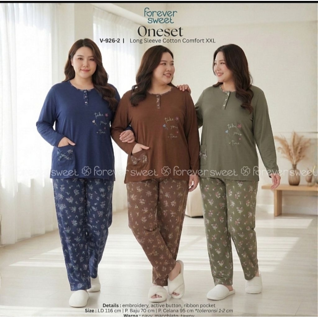 Forever Sweet Baju tidur panjang kaos Busui Jumbo Xxl