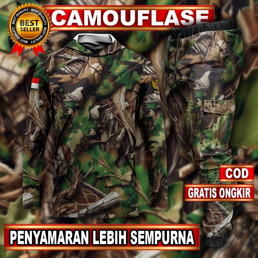 SETELAN BAJU CAMO BERBURU | PAKAIAN BERBURU | BAJU CAMO LENGAN PANJANG | CELANA PANJANG CAMO