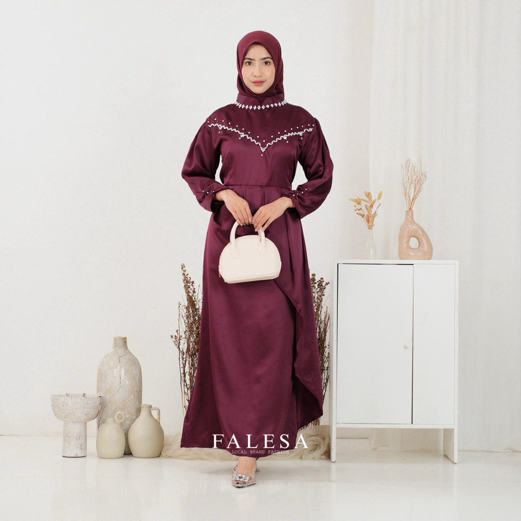 Falesa - Karisma Gamis Dress Brokat Simple Elegant | Gamis Kondangan