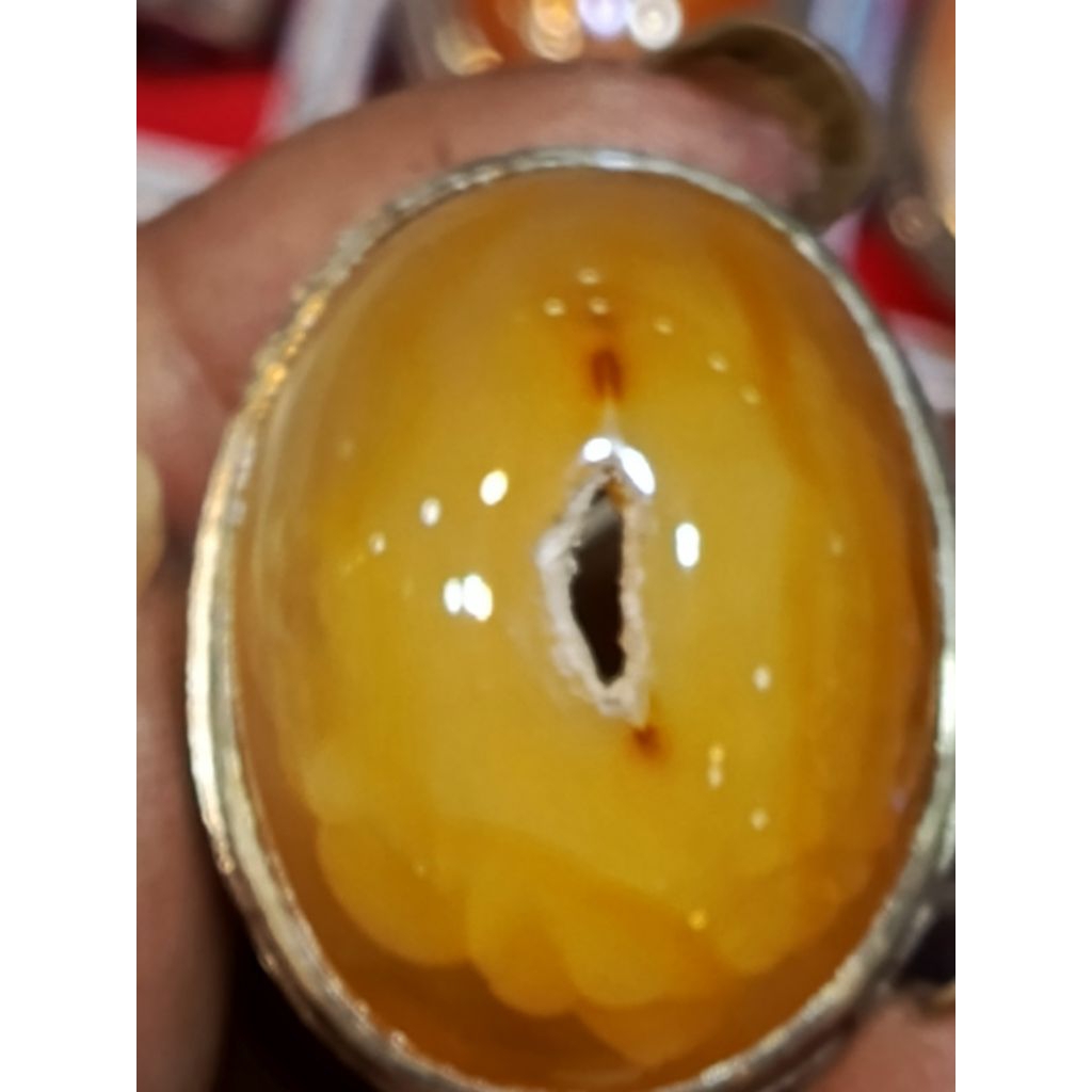 batu asli alam sulaeman combong kuning mas tampilan mewah ikat alpaka krum no 9