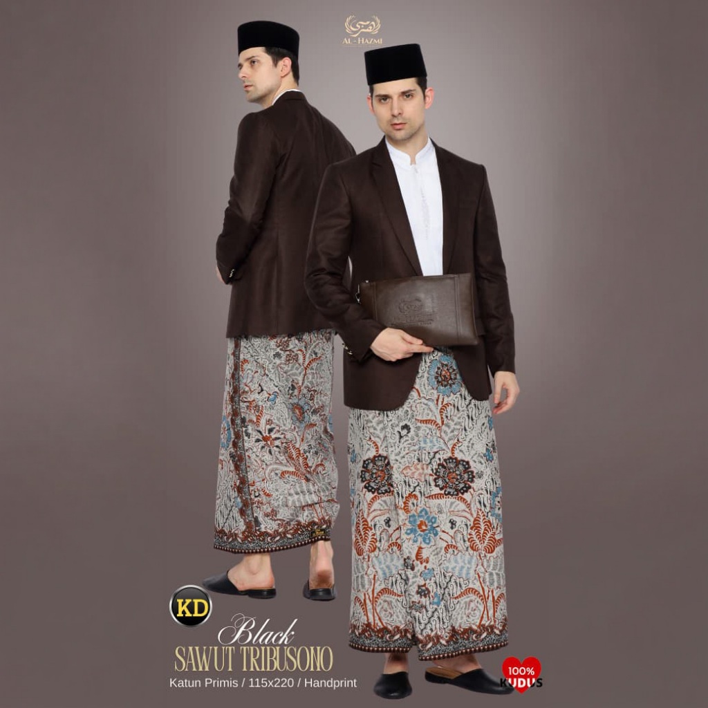 Sarung Batik Al Hazmi Motif SAWUT TRIBUSONO, Kudusan - Sarung Santri Dewasa - Unisex Pria Wanita - B