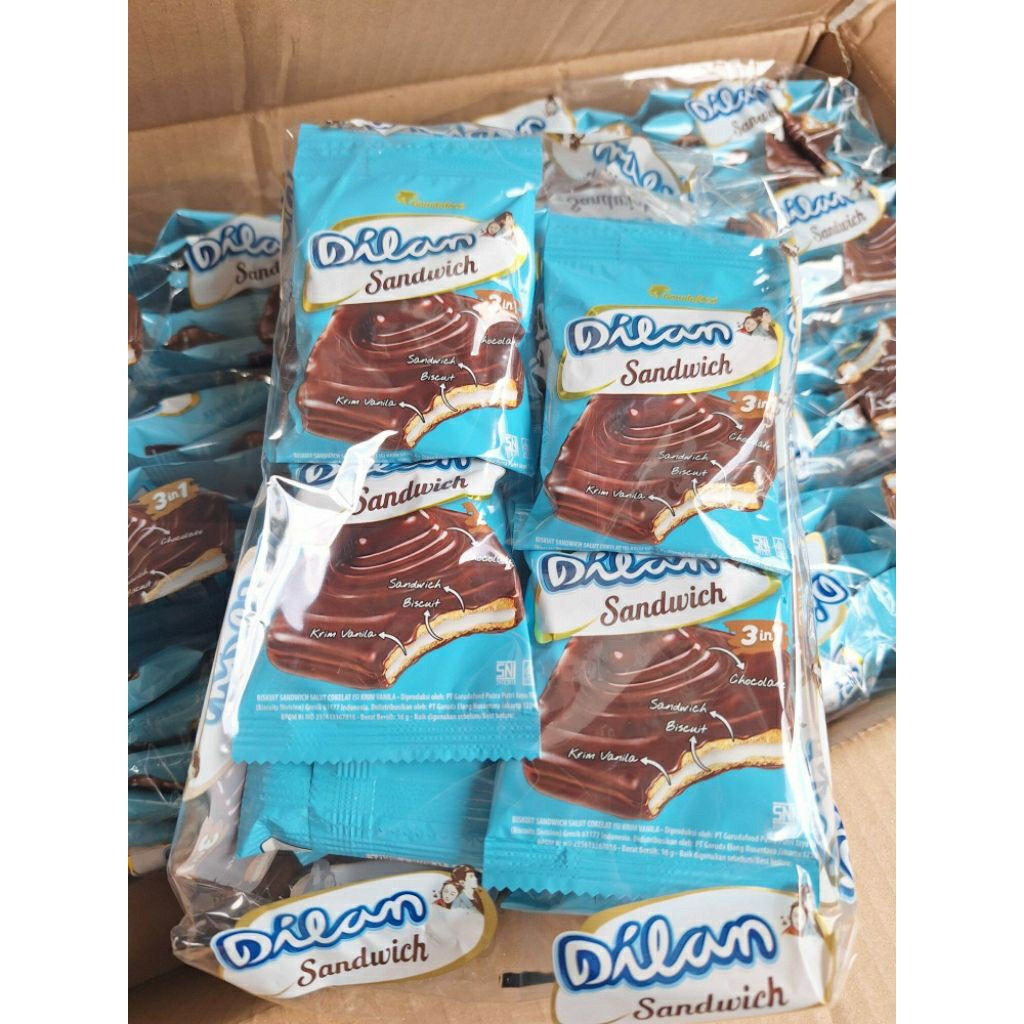 Dilan Sandwich Renceng 10pcs - Biskuit Sandwich Cokelat