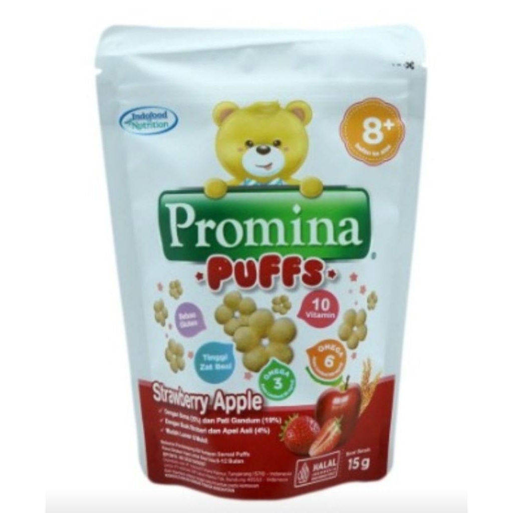 Promina Puffs 15 Gram - Camilan Bayi 8+ Bulan, Bebas Gluten, Tinggi Zat Besi