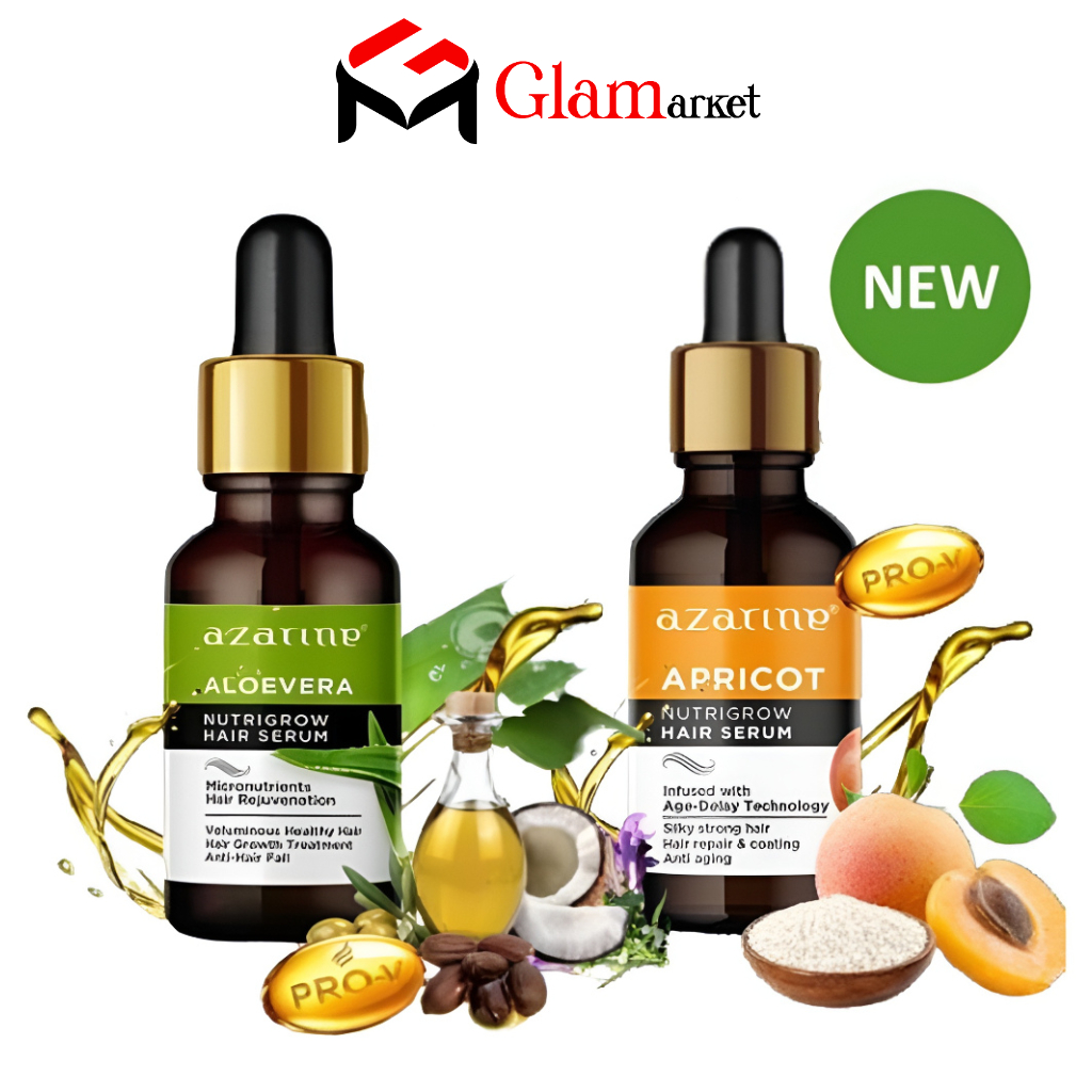 GLAM - AZARINE Nutrigrow Hair Serum Aloe Vera & Apricot 20ml - Serum Penumbuh Rambut AZARINE
