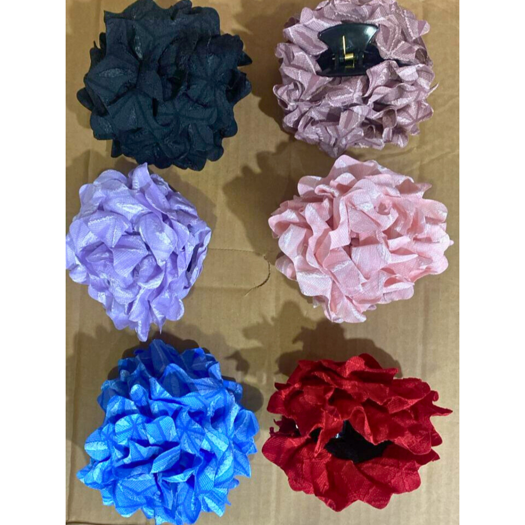 Grosir 1 Lusin Jepit Rambut Jedai Bunga Kain Motif Import