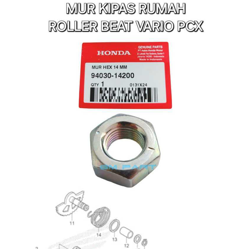 Mur Kipas Rumah Roller Nut Hex 14mm Beat Vario PCX 94030-14200