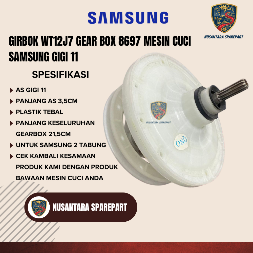GIRBOK WT12J7 GEAR BOX 8697 MESIN CUCI SAMSUNG GIGI 11
