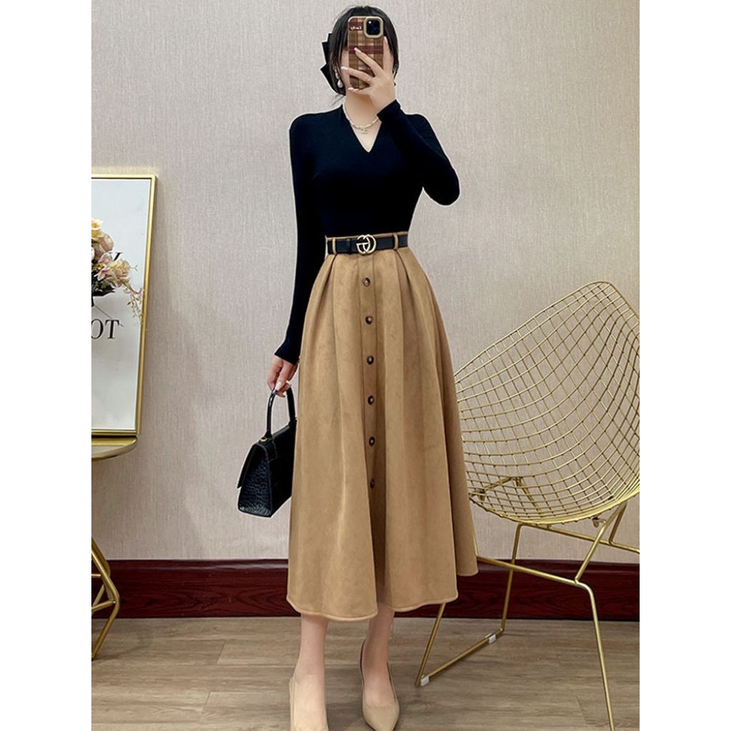 rok imprt bahan suede
