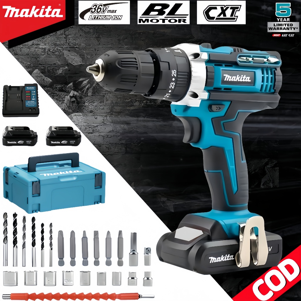 Makita HP333D Bor Cordless 36V | Fitur Level, Bor Beton Obeng Serbaguna