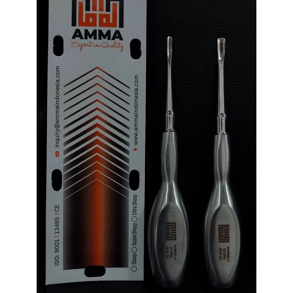 Bein Ungkit Cabut Gigi Elevator Slim Handle Ujung Polos Amma AKL / Bein Root Ekstraksi 3mm & 5mm / B