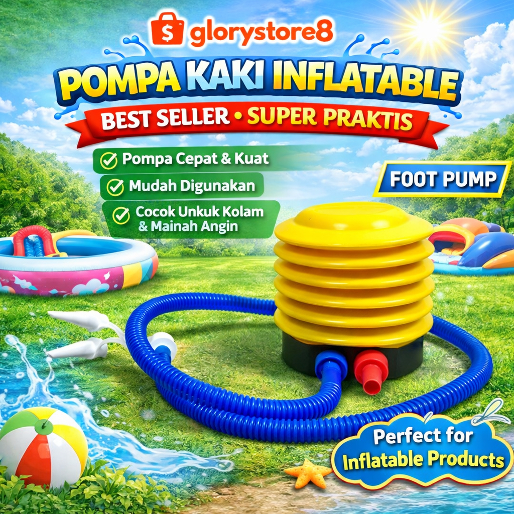 Pompa kasur angin dan kolam / pompa injek kuning / pompa kuning murah / pompa murah / pompa