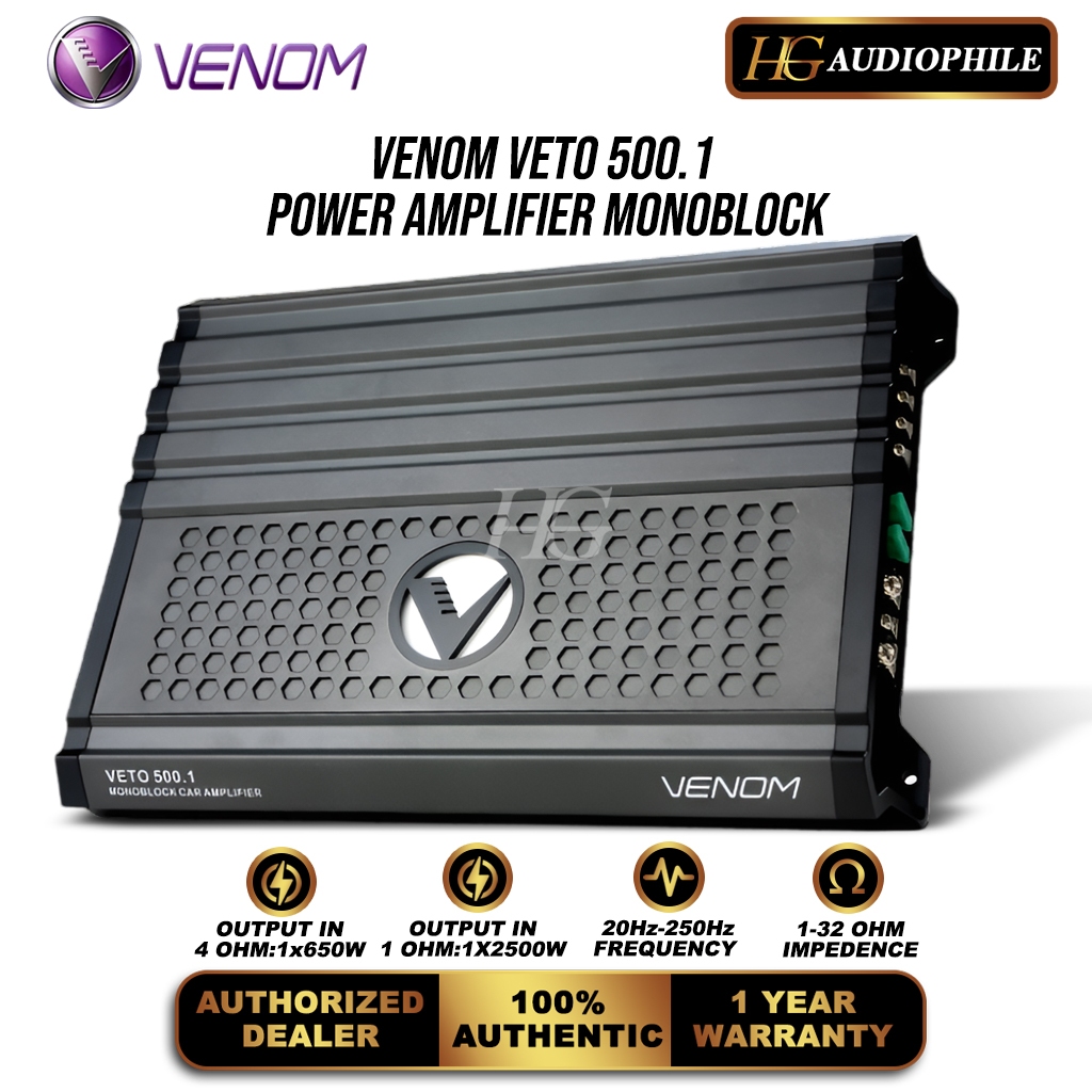 Venom Elemento Veto 500.1 Power Monoblock Class D Audio Mobil 500W