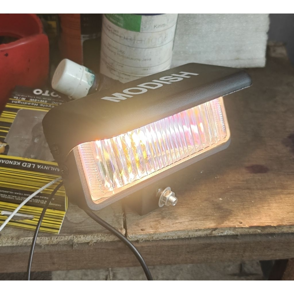 Lampu Depan Tembak Hologen Kabut Tambahan Fog Lamp Sepeda Motor Mobil Touring Kotak Variasi Lampu Ku