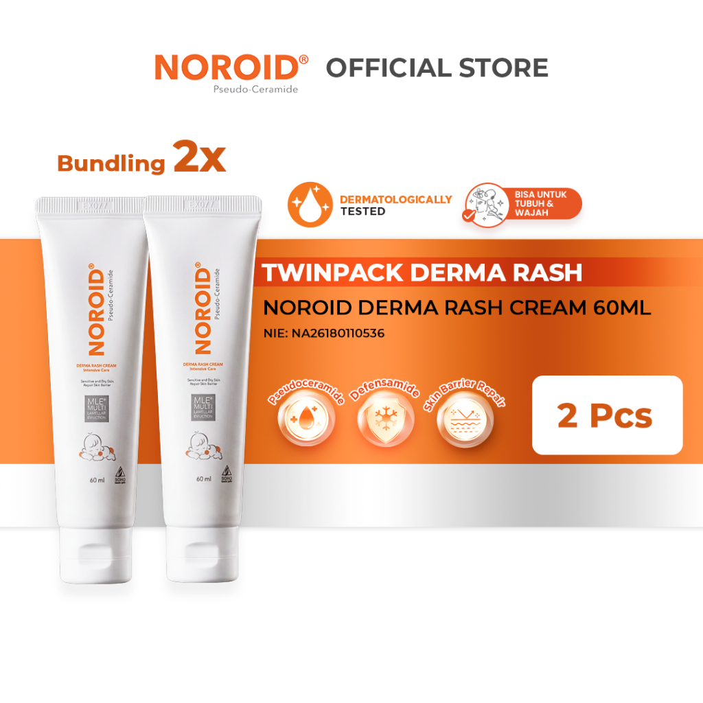Noroid Derma Rash Cream  Krim Kulit Kemerahan/Ruam Pada Anak- 60ml x 2pack