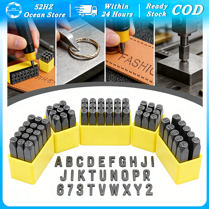 Letter Punch Set Alat Ketok Huruf Angka Stempel Nomor Cetakan Baja Karbon Kulit Kayu 4mm 6mm 8mm